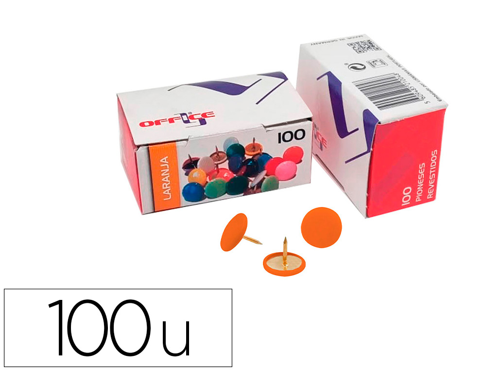 CHINCHETA LISMANIA OFFICE COLOR NARANJA CAJA DE 100 UNIDADES