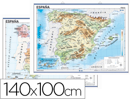 MAPA MURAL ESPAA FISICO/POLITICO 140X100 CM