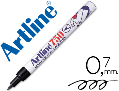 ROTULADOR ARTLINE MARCADOR PERMANENTE LAVABLE PARA TEXTILEK-750 NEGRO PUNTA REDONDA 0,7 MM
