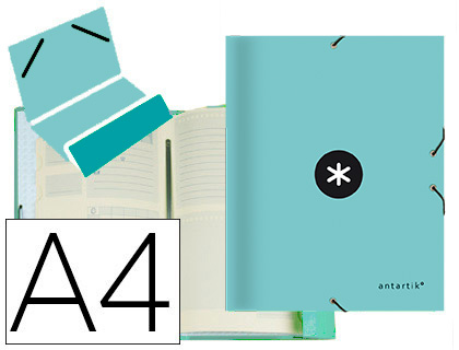 CARPETA LIDERPAPEL ANTARTIK CLASIFICADORA A4 12 DEPARTAMENTOS GOMA CARTON FORRADO COLOR MENTA