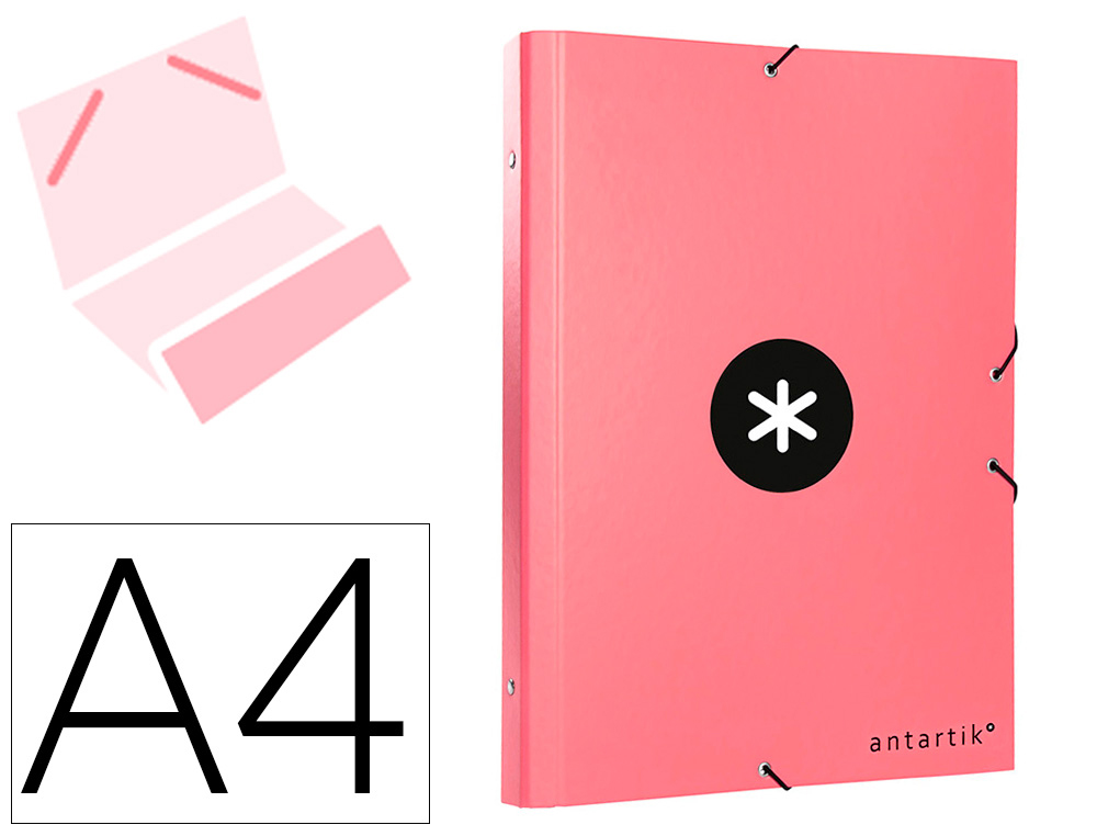 CARPETA LIDERPAPEL ANTARTIK CLASIFICADORA A4 12 DEPARTAMENTOS GOMA CARTON FORRADO COLOR CORAL