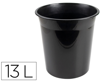 PAPELERA PLASTICO Q-CONNECT NEGRO OPACO 13 LITROS DIM.275X285 MM