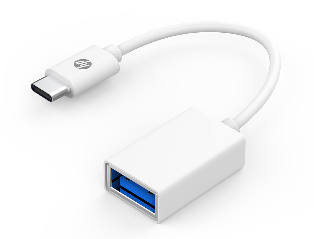 CABLE ADAPTADOR HP DHC-TC105 USB 3.0 A TIPO-C PARA TRANSFERENCIA DE DATOS HASTA 5 GBPS COLOR BLANCO