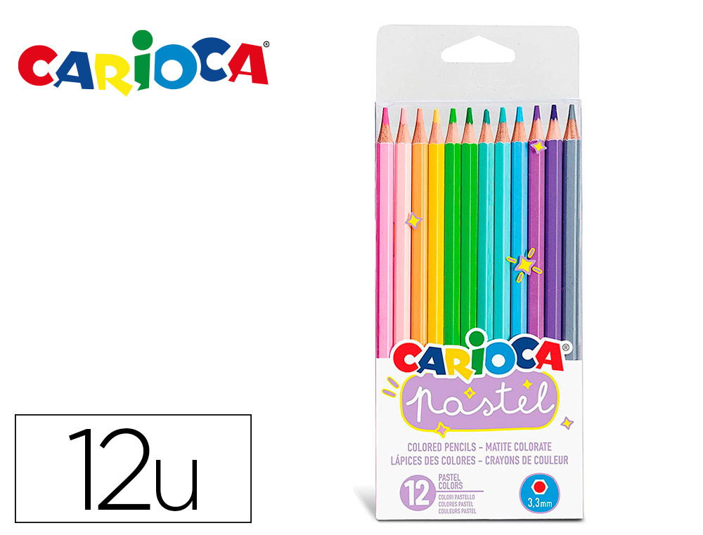 LAPICES DE COLORES CARIOCA BI COLOR PASTEL TRIANGULAR MINA 3,3 MM BLISTER DE 12 UNIDADES COLORES SURTIDOS