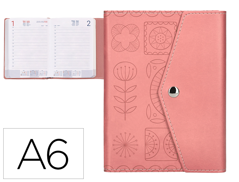 AGENDA ENCUADERNADA LIDERPAPEL THERASIA MINI 2024 DIA PAGINA COLOR NUDE PAPEL 70 GR