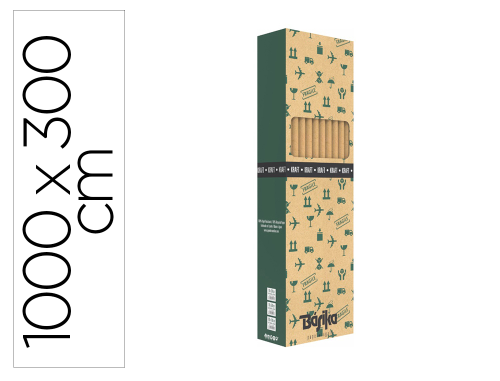 PAPEL DE REGALO BASIKA KRAFT LISO ROLLO ANCHO 100 CM LONGITUD 3 MT GRAMAJE 50 GR