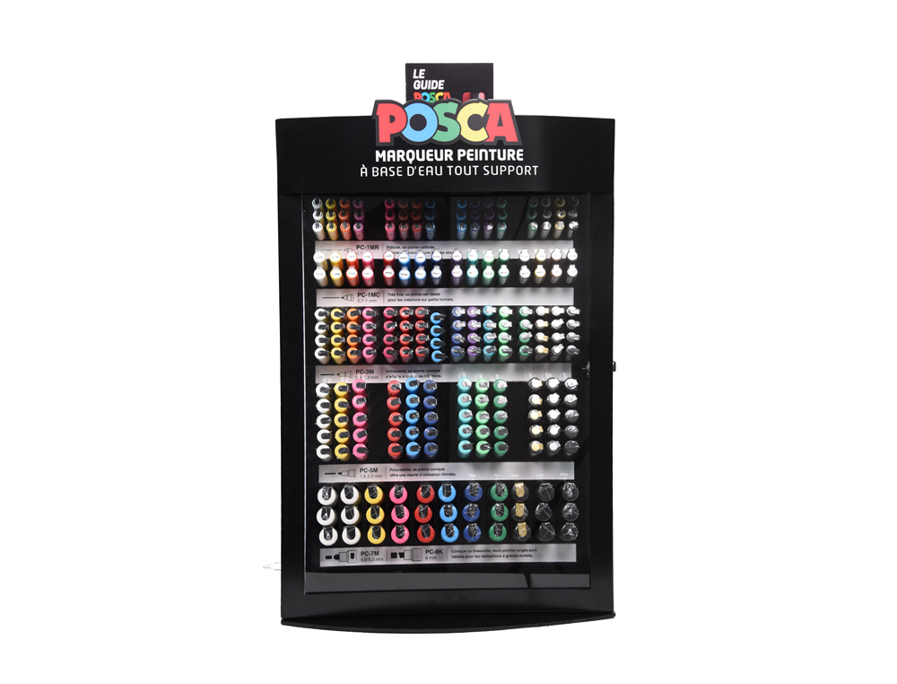 EXPOSITOR DE SUELO ROTULADOR UNI POSCA MARCADOR DE PINTURA 281 UNIDADES COLORES SURTIDOS