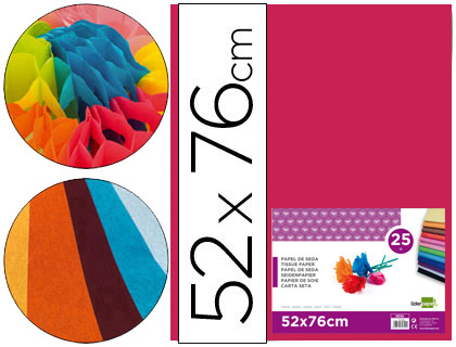 PAPEL SEDA LIDERPAPEL ROSA FUERTE 52X76 CM 18 GR -PAQUETE DE 25 HOJAS
