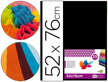 PAPEL SEDA LIDERPAPEL NEGRO 52X76 CM 18 GR -PAQUETE DE 25 HOJAS