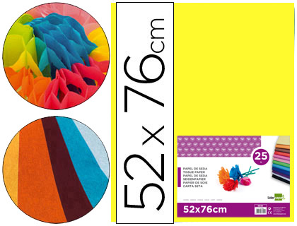 PAPEL SEDA LIDERPAPEL AMARILLO 52X76 CM 18 GR -PAQUETE DE 25 HOJAS