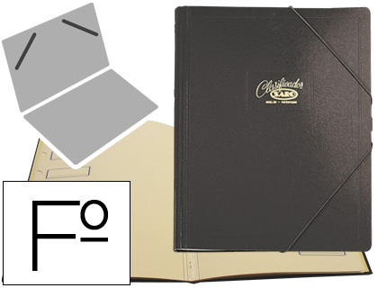 CARPETA CLASIFICADOR CARTON COMPACTO SARO FOLIO NEGRA -12 DEPARTAMENTOS