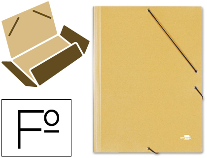 CARPETA LIDERPAPEL GOMAS TRES SOLAPAS CARTON PRESPAN FOLIO COLOR AMARILLO