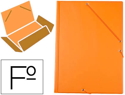 CARPETA LIDERPAPEL GOMAS TRES SOLAPAS CARTON FORRADO PVC FOLIO COLOR NARANJA