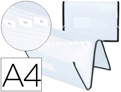 CARPETA LIDERPAPEL CLASIFICADORA FUELLE POLIPROPILENO DIN A4 TRANSPARECON RIBETE NEGRO 13 DEPARTAMEN